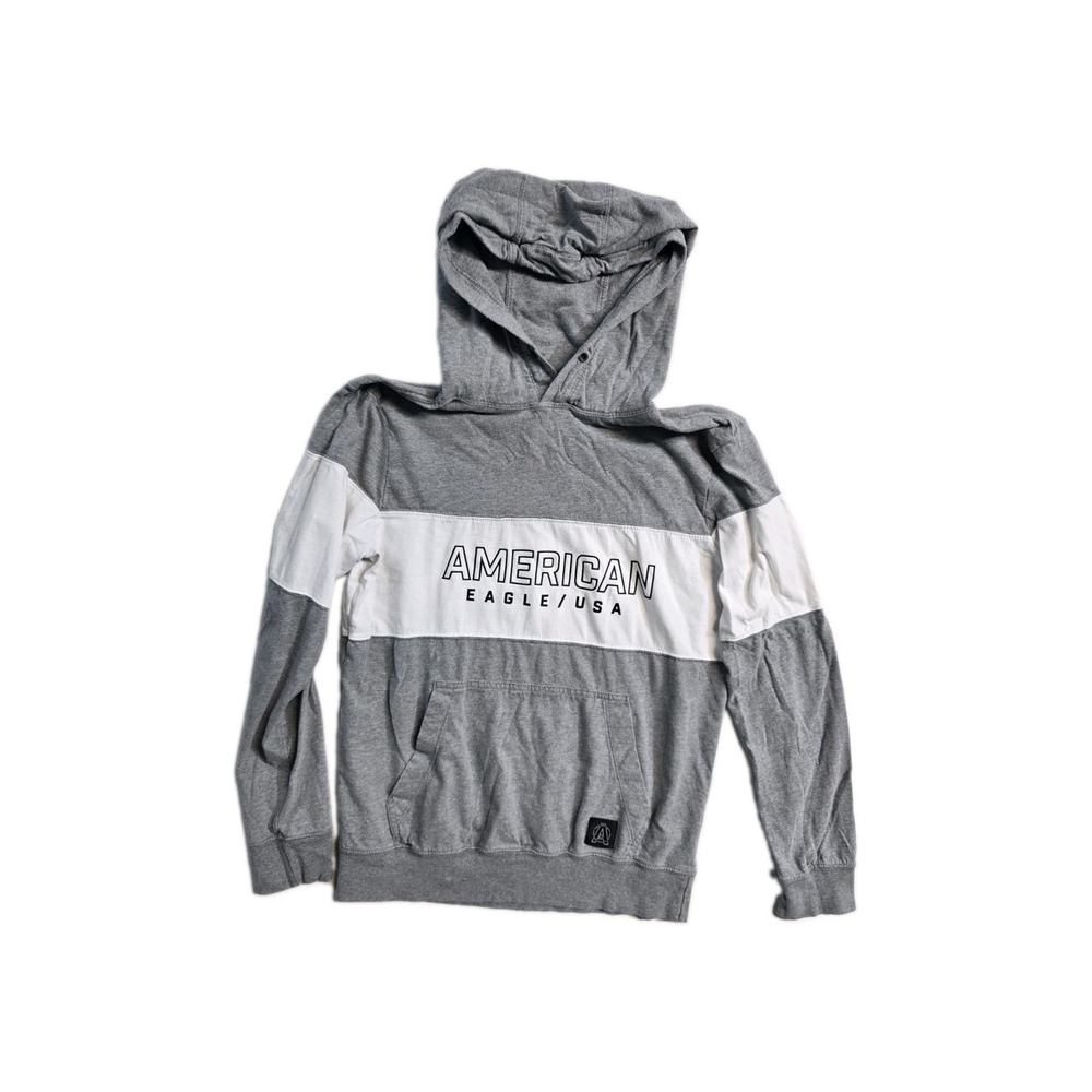 American Eagle Sweater Men S Gray Pullover Hoodie Long Sleeve Sweatshirt